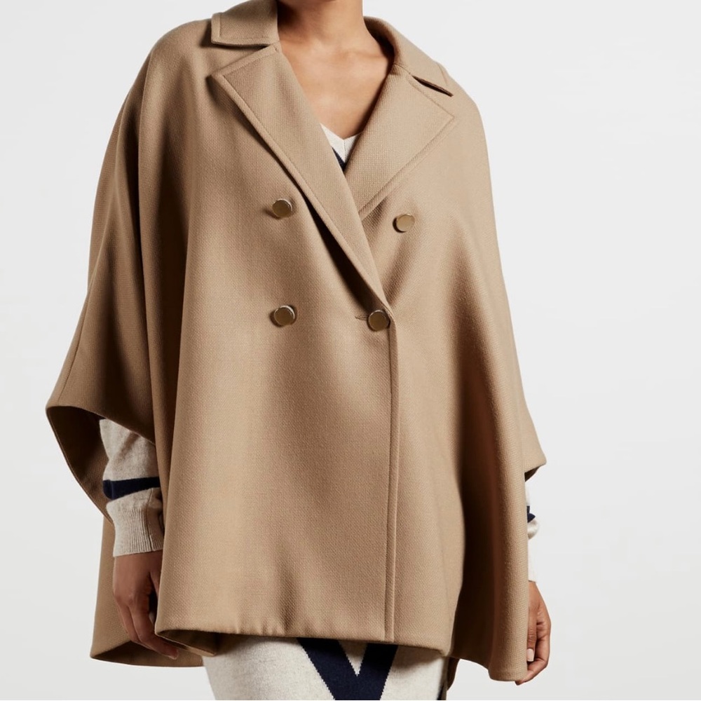 Ted Baker camel cashmere wool cape coat S/M